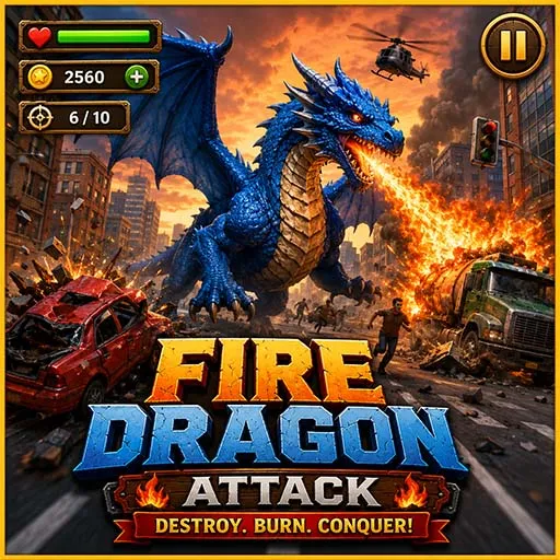 Fire Dragon Attack City Night Warrior Action Game Unity Package